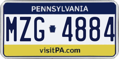 PA license plate MZG4884