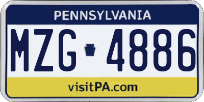 PA license plate MZG4886
