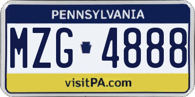 PA license plate MZG4888