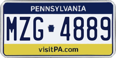 PA license plate MZG4889