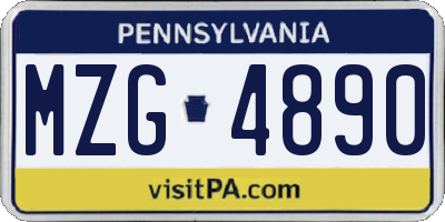 PA license plate MZG4890