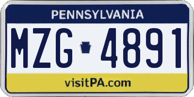PA license plate MZG4891