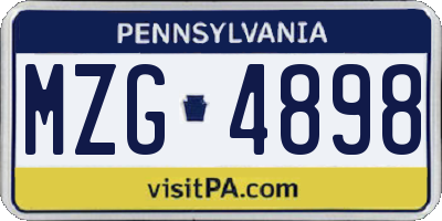 PA license plate MZG4898