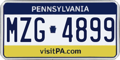 PA license plate MZG4899