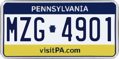 PA license plate MZG4901