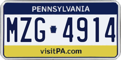 PA license plate MZG4914