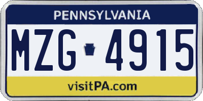 PA license plate MZG4915