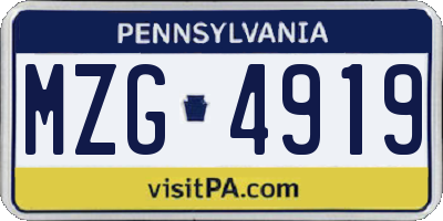PA license plate MZG4919