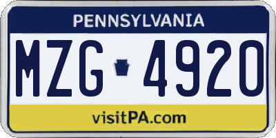 PA license plate MZG4920