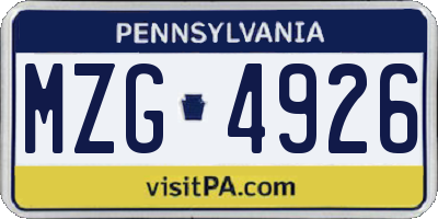 PA license plate MZG4926