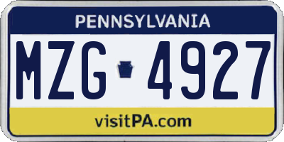 PA license plate MZG4927