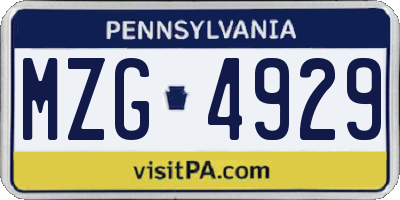 PA license plate MZG4929