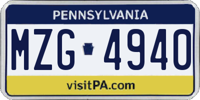 PA license plate MZG4940