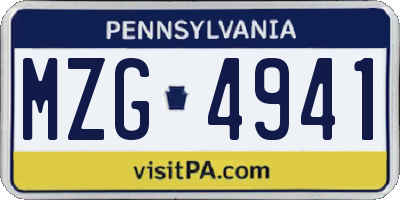 PA license plate MZG4941