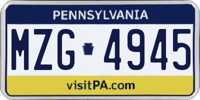 PA license plate MZG4945