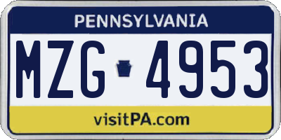 PA license plate MZG4953