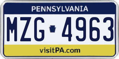 PA license plate MZG4963