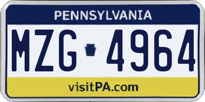 PA license plate MZG4964