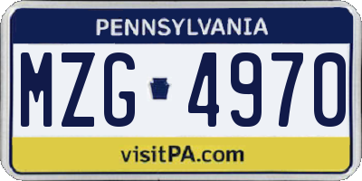 PA license plate MZG4970