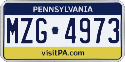 PA license plate MZG4973