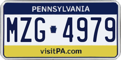 PA license plate MZG4979