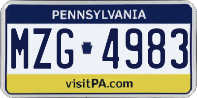 PA license plate MZG4983