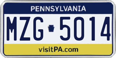 PA license plate MZG5014