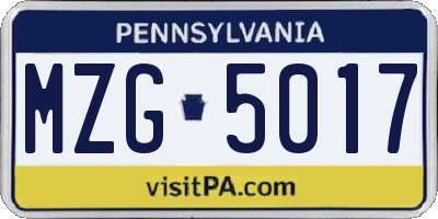 PA license plate MZG5017