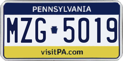 PA license plate MZG5019