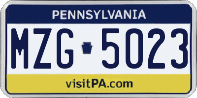 PA license plate MZG5023