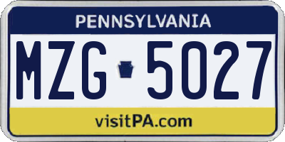 PA license plate MZG5027