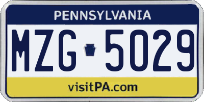 PA license plate MZG5029
