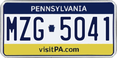 PA license plate MZG5041