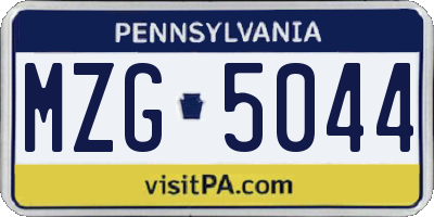PA license plate MZG5044