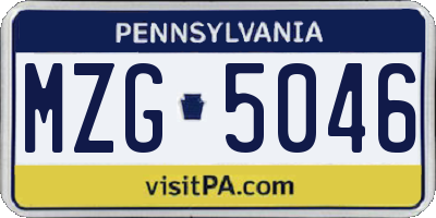 PA license plate MZG5046