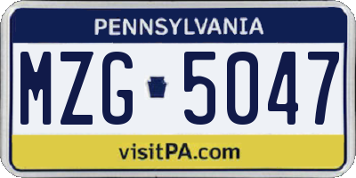 PA license plate MZG5047