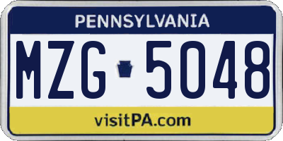 PA license plate MZG5048