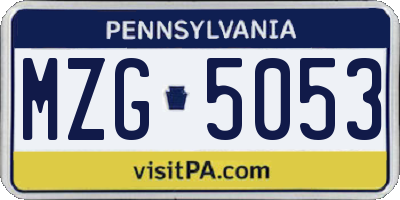 PA license plate MZG5053