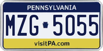 PA license plate MZG5055