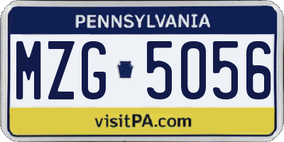 PA license plate MZG5056