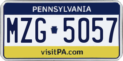 PA license plate MZG5057