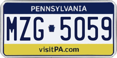 PA license plate MZG5059