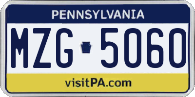 PA license plate MZG5060
