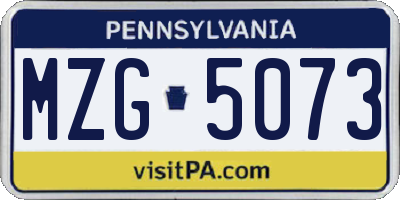 PA license plate MZG5073