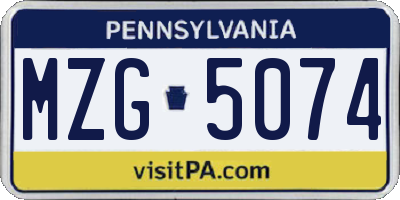 PA license plate MZG5074