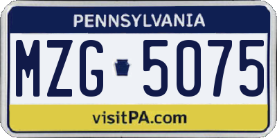PA license plate MZG5075