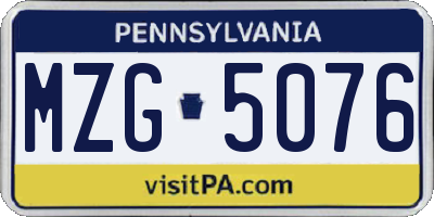 PA license plate MZG5076