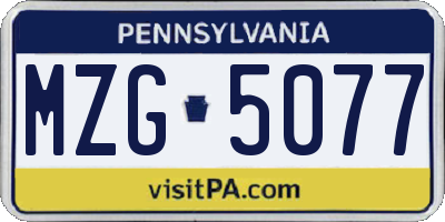 PA license plate MZG5077