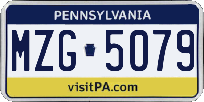 PA license plate MZG5079