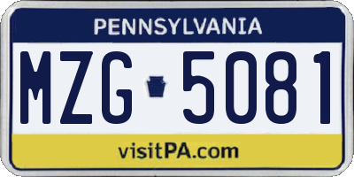 PA license plate MZG5081